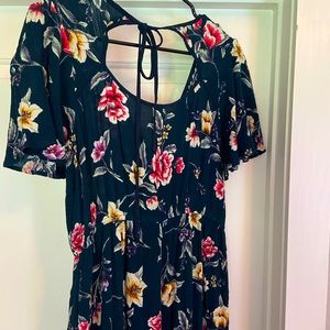 Navy Blue & Floral Pantsuit